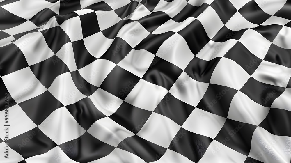 Fototapeta premium A Close-Up of a Waving Checkered Flag