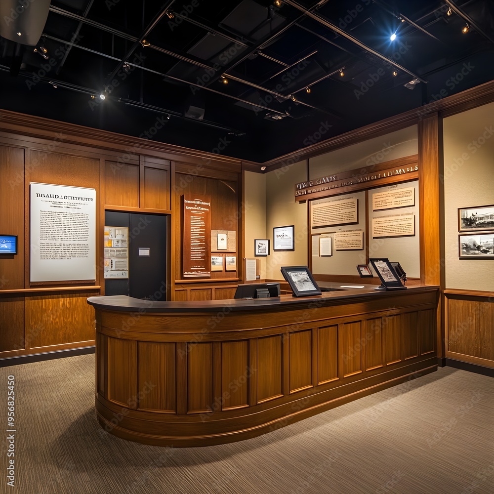 Historic Museum Reception Desk with Artifacts Ticketing Services and ...