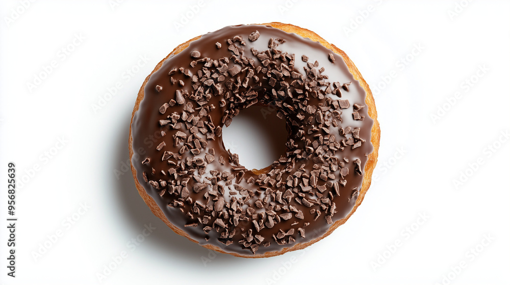 Chocolate bright sweet donut in glaze with sprinkles. Delicious glazed donuts on a white background. Top view. generation AI Chocolate bright sweet donut in glaze with sprinkles. Delicious glazed donuts on a white background. Top view. generation AI