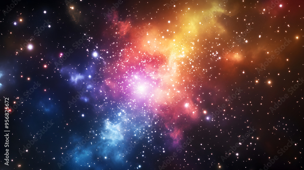 Fototapeta premium A bright, colorful galaxy cluster with stars of every shade, lighting up the surrounding space.
