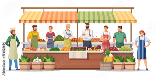 Farmers market stalls vendors selling natural organization