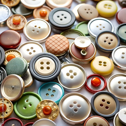 A vibrant collection of assorted buttons in various colors. materials. and sizes.