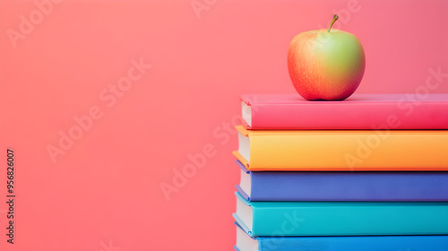 Wallpaper Mural A neatly stacked pile of colorful textbooks with an apple sitting on top.


 Torontodigital.ca