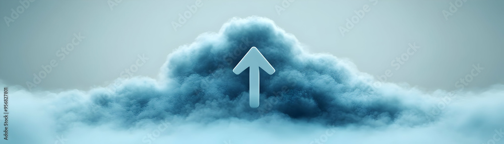 Fototapeta premium Cloud Storage Icon concept as A cloud storage icon with an upload arrow symbolizing data sharing during virtual meetings isolated on a white background for a modern and clear visual. in Photo Stock 