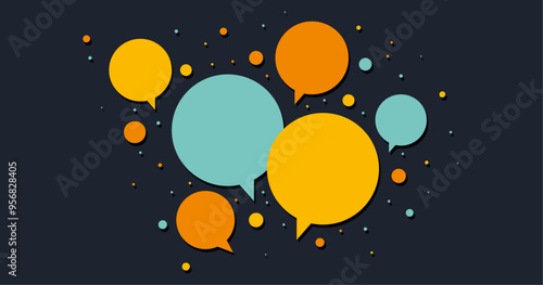 Bulles de discussions - Ensemble de bulles - Illustration colorée éditable - Papotage - Parler - Discuter - Couleurs vives et dynamiques - Vecteur - Connexion - Dialogue - Message - Discours 