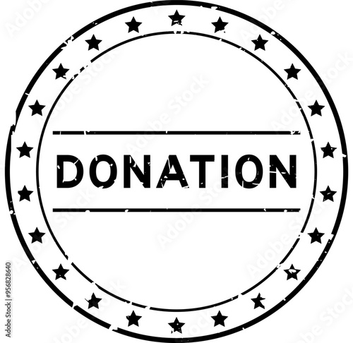 Grunge black donation word round rubber seal stamp on white background