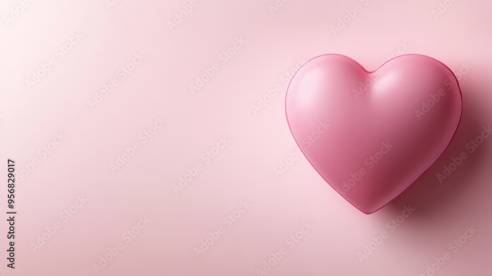 A soft pink heart casts a gentle shadow on a pastel background, creating a simple and sweet desig A soft pink heart casts a gentle shadow on a pastel background, creating a simple and sweet desig