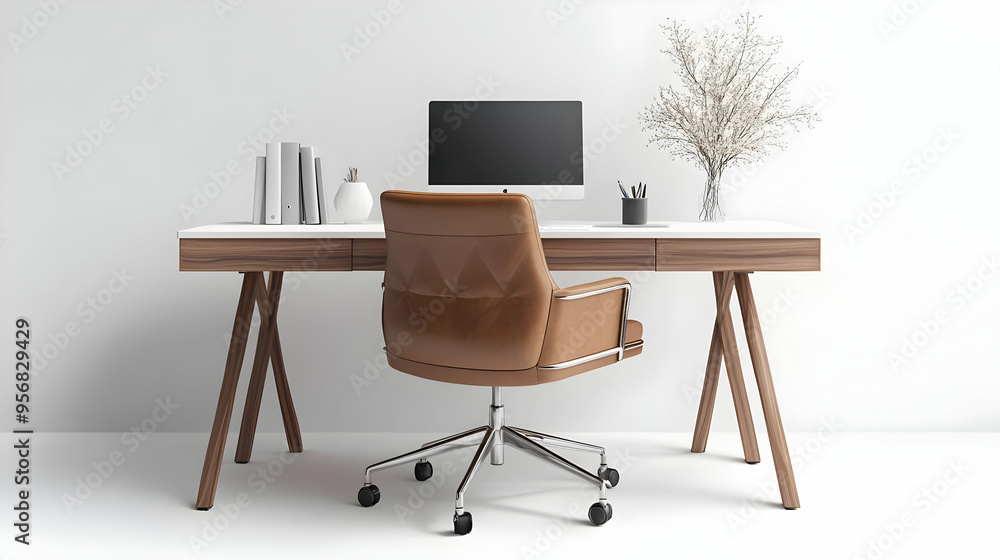 Desk and chair with Comfort Matters text isolated on white background concept as Camera movement Focus on the desk and chair emphasizing ergonomic design. Scene Minimalist setup with isolated white ba Desk and chair with Comfort Matters text isolated on white background concept as Camera movement Focus on the desk and chair emphasizing ergonomic design. Scene Minimalist setup with isolated white ba