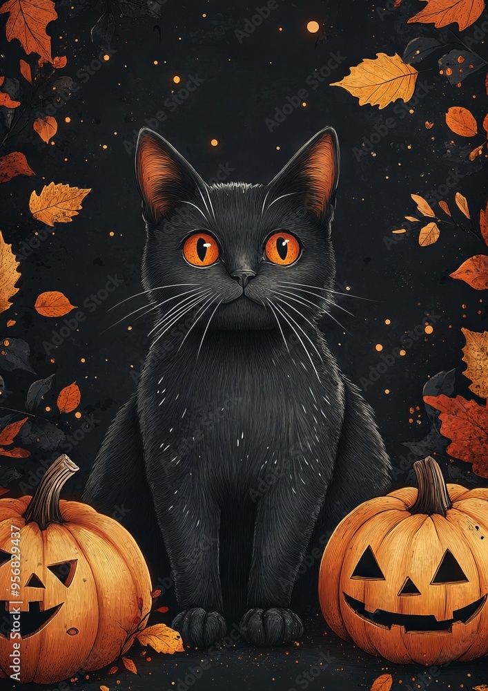 Halloween Pastel Wallpaper with Green Decor, AI generated illustration Halloween Pastel Wallpaper with Green Decor, AI generated illustration