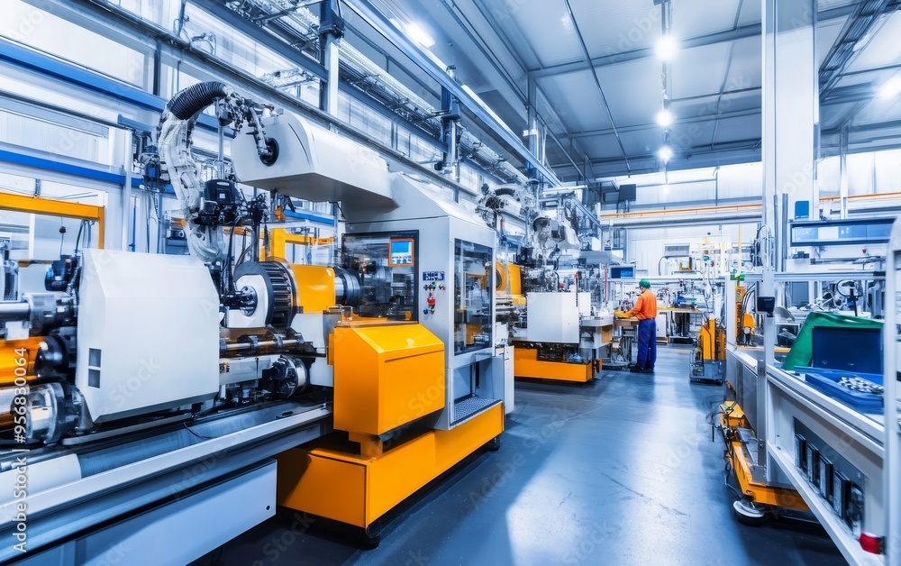 Fototapeta premium A modern industrial facility with machinery and equipment for manufacturing processes.