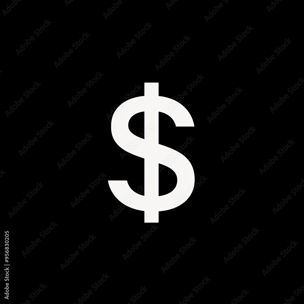 Minimalist dollar sign symbol on a black background, representing finance, economy, and investment concepts. Minimalist dollar sign symbol on a black background, representing finance, economy, and investment concepts.