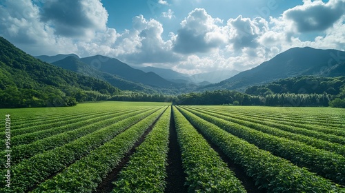 Realistic Solar Power Plant in Shenzhen Fields, AI generated illustration