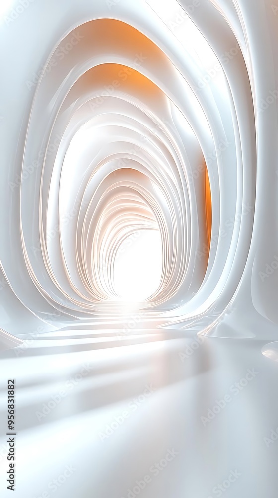 White Abstract 3D Curved Tunnel Background White Abstract 3D Curved Tunnel Background