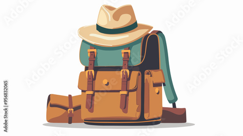 Travel Bag with Hat Journey and Adventure Baggage