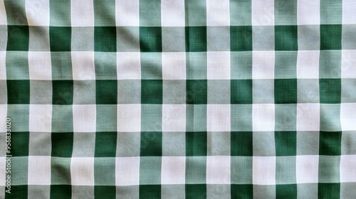 Green and White Checkered Fabric Texture
