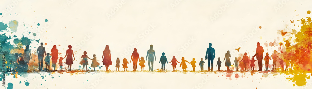 Family Diversity Border with Unity Text concept as A modern border ...