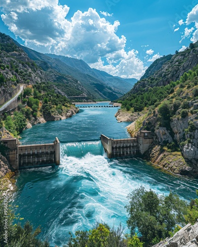 hydroelectric power plant in mountain autumns