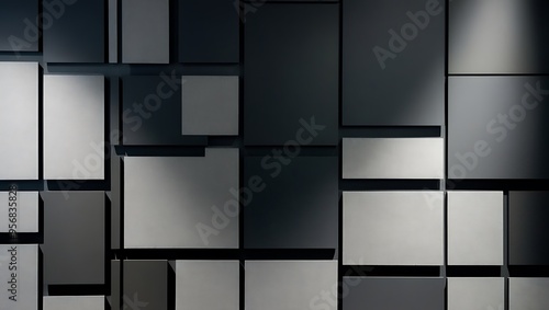 Abstract Geometric Pattern of Grey and White Blocks 