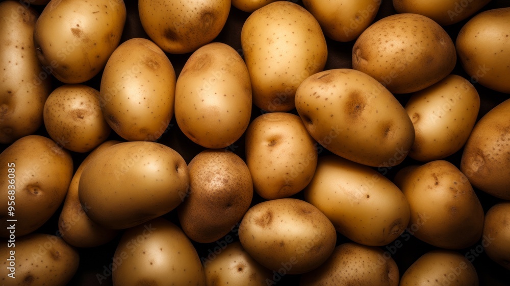 Pile of fresh potatoes on sale in vegetable stand display at supermarket show organic food. Neural network ai generated art Pile of fresh potatoes on sale in vegetable stand display at supermarket show organic food. Neural network ai generated art