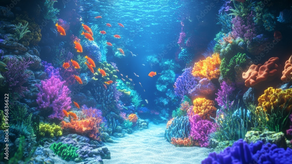 Holographic Fish & Chrome Coral Reefs: A Surreal Underwater Dreamscape Holographic Fish & Chrome Coral Reefs: A Surreal Underwater Dreamscape