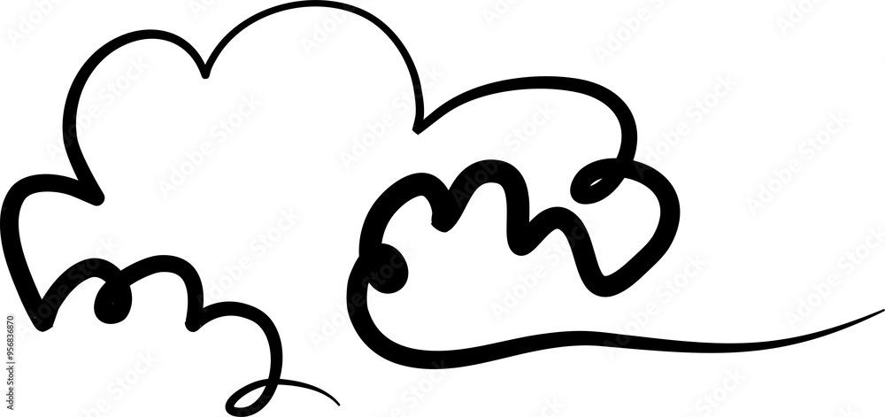 Continuous line drawing of cloud Continuous line drawing of cloud