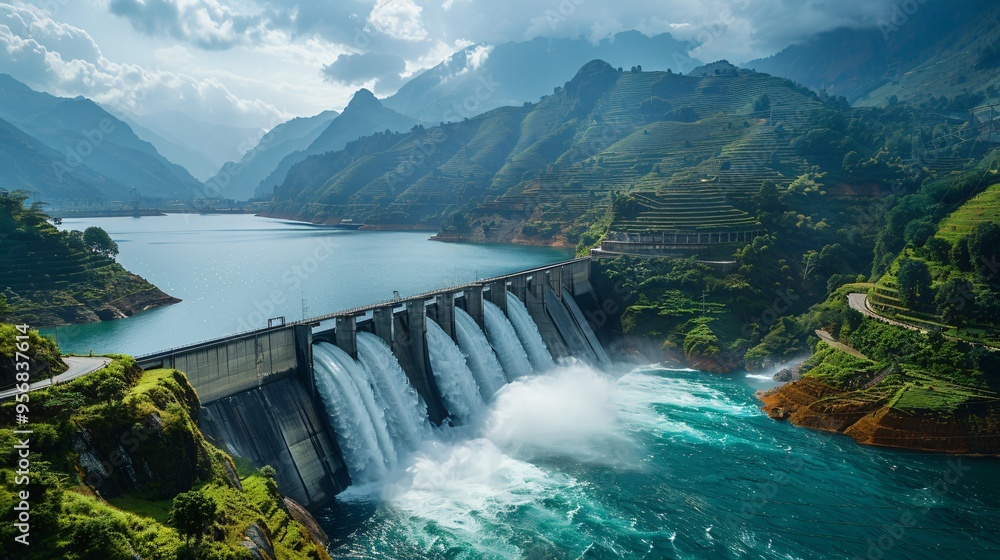 hydroelectric power plant in mountain autumns hydroelectric power plant in mountain autumns