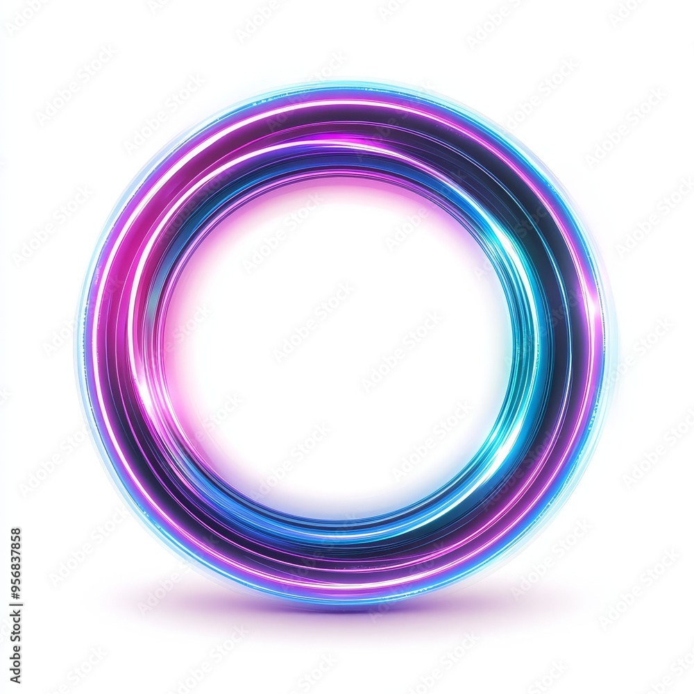 PNG image of round neon effect frame isolated on transparent background PNG image of round neon effect frame isolated on transparent background