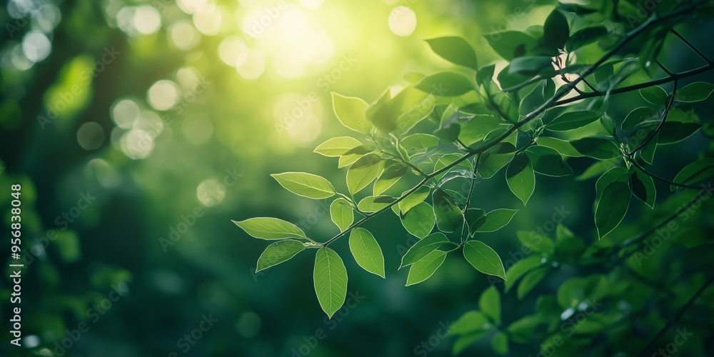 A vibrant close-up of green leaves basking in glowing sunlight, creating a lush, fresh atmosphere with a touch of bokeh. A vibrant close-up of green leaves basking in glowing sunlight, creating a lush, fresh atmosphere with a touch of bokeh.