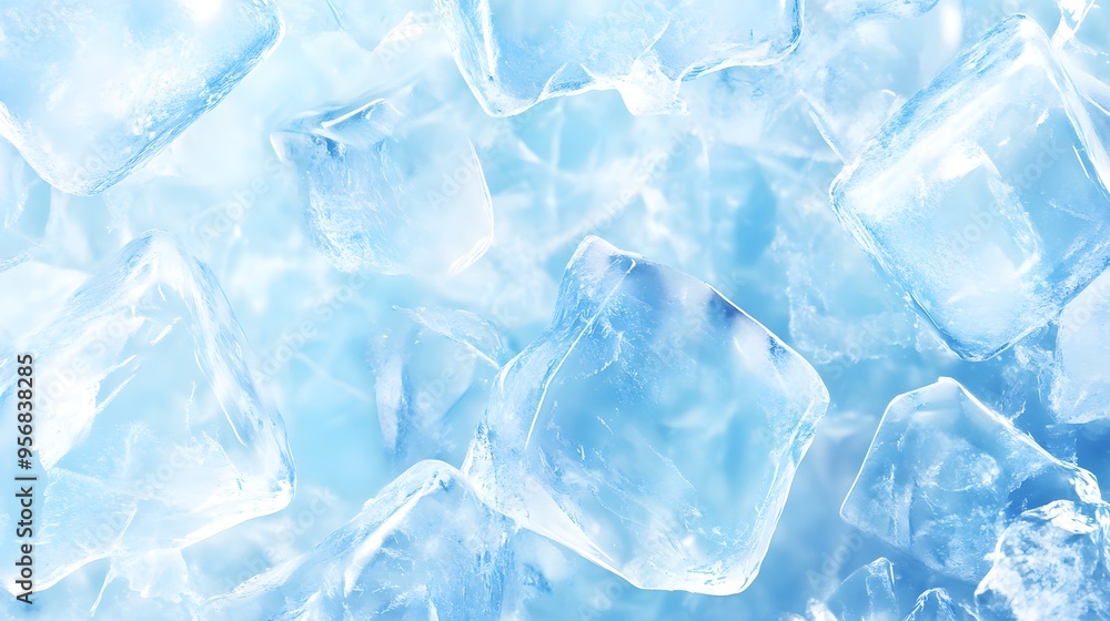 Close-up of Icy Blue Ice Cubes Close-up of Icy Blue Ice Cubes