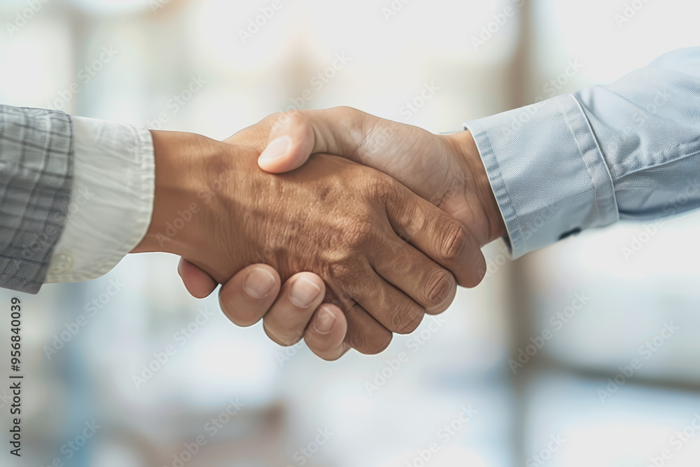 A business professional shaking hands with a software developer, symbolizing a new partnership. A business professional shaking hands with a software developer, symbolizing a new partnership.