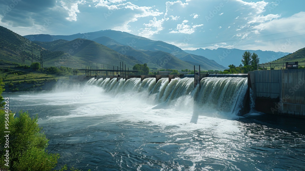 hydroelectric dam in a mountain autumns