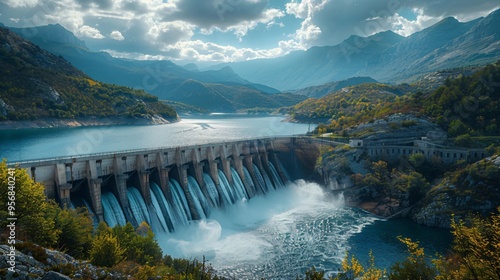 hydroelectric dam in a mountain autumns