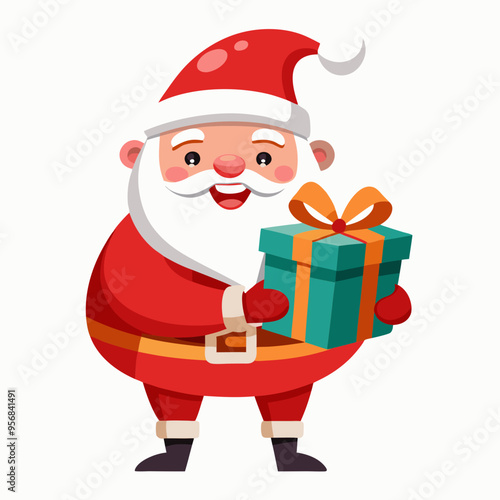 Santa Claus vector illustration of cartoon character, New Year Santa on white background