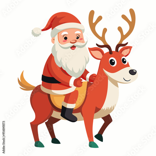 Santa Claus vector illustration of cartoon character, New Year Santa on white background