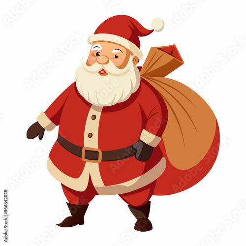 Santa Claus vector illustration of cartoon character, New Year Santa on white background