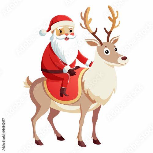 Santa Claus vector illustration of cartoon character, New Year Santa on white background