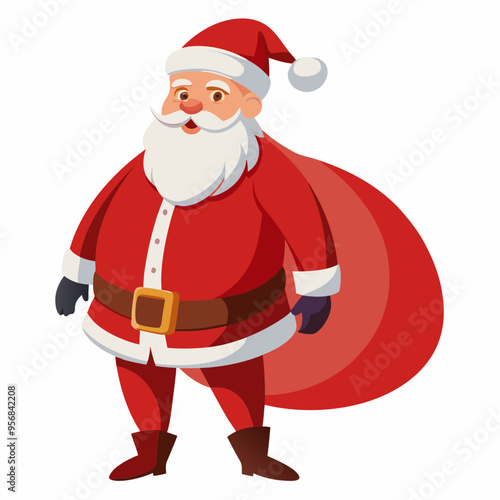 Santa Claus vector illustration of cartoon character, New Year Santa on white background