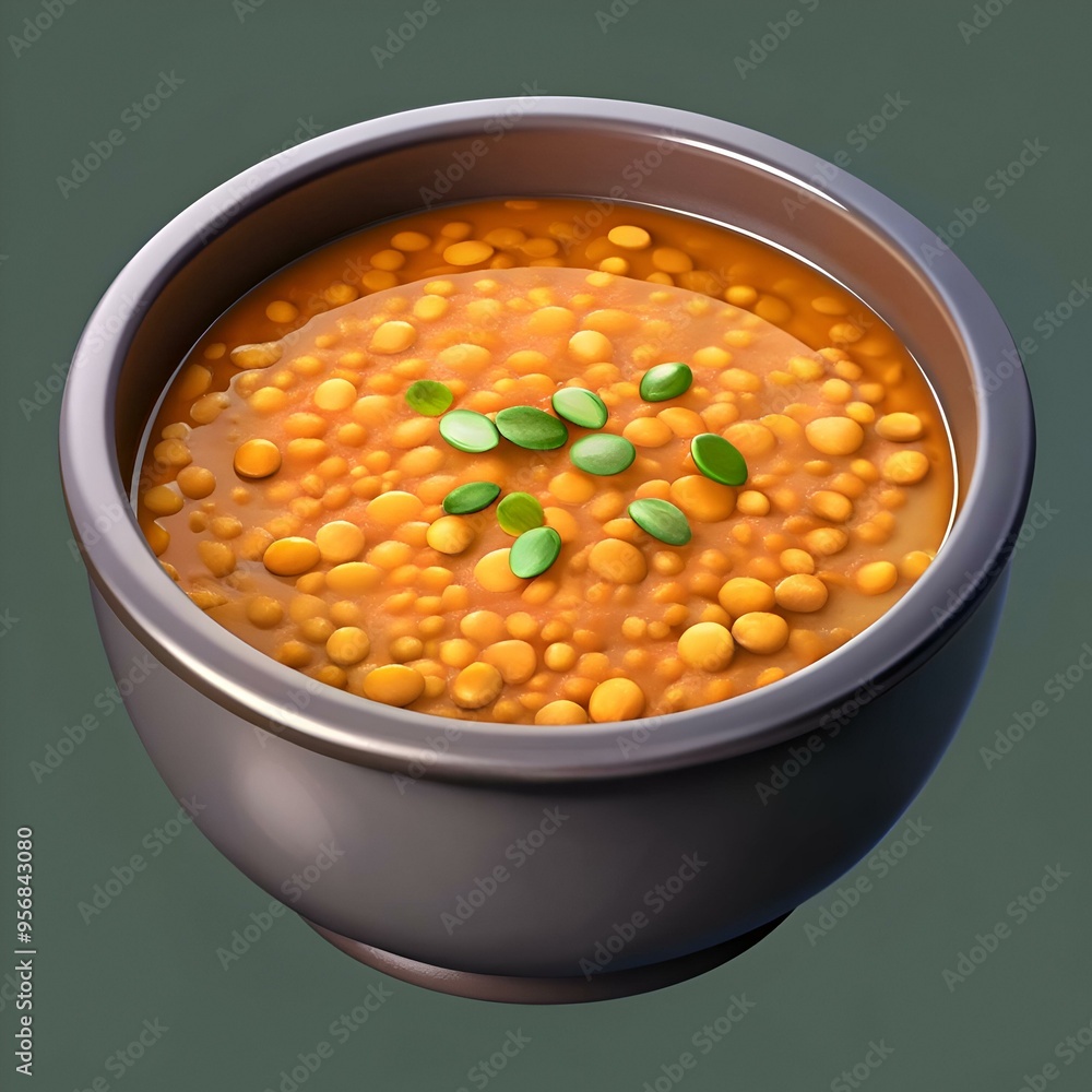 A bowl of delicious lentil soup. garnished with fresh green herbs. A bowl of delicious lentil soup. garnished with fresh green herbs.