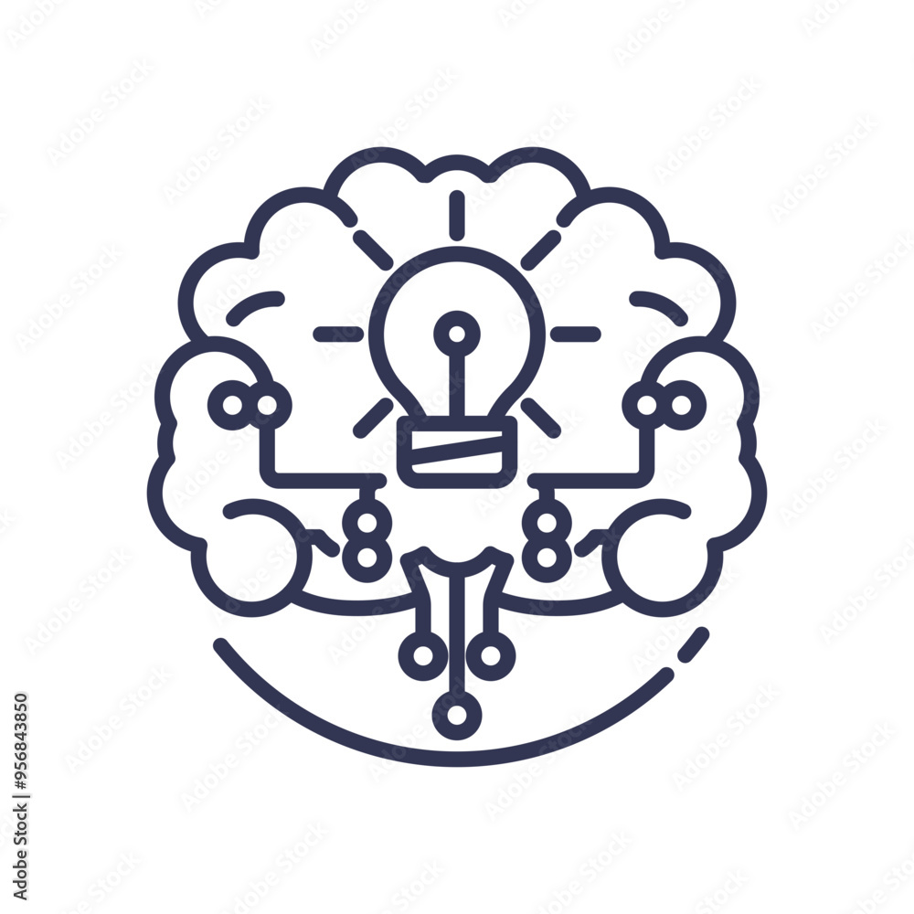 Illustration of a brain with a light bulb, symbolizing creativity and imagination. Illustration of a brain with a light bulb, symbolizing creativity and imagination.