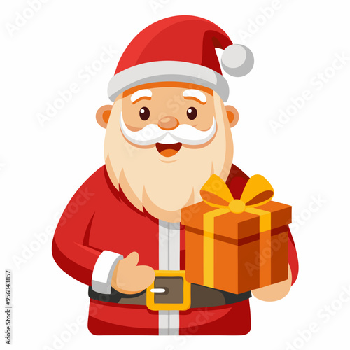 Santa Claus vector illustration of cartoon character, New Year Santa on white background