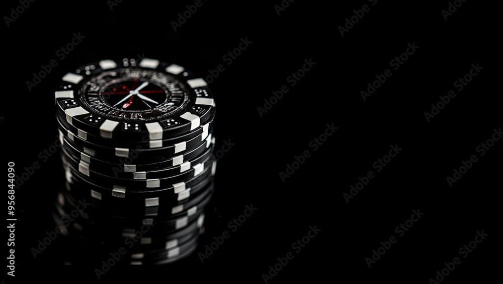 Casino chips on black, poker fiche Casino chips on black, poker fiche
