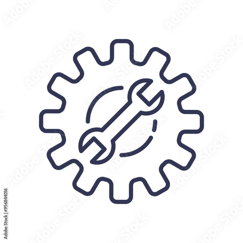 Gear and wrench icon representing operations, maintenance, and process optimization.