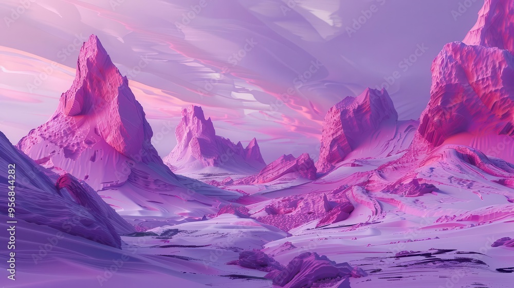 Obraz premium surreal purple desert landscape with otherworldly rock formations aigenerated concept illustration