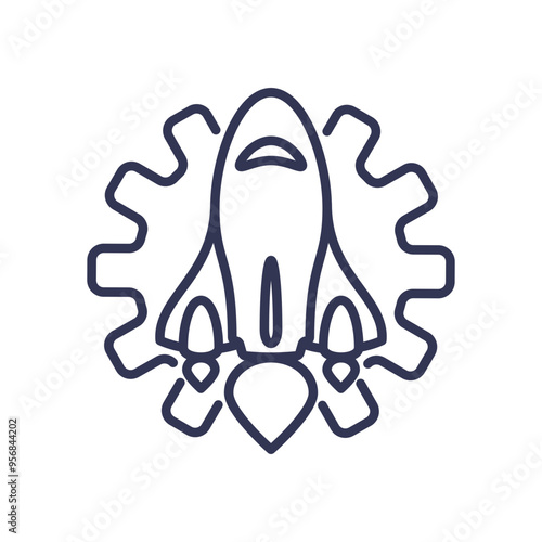 Rocket and gear icon symbolizing Continuous Deployment (CD) and automation in software development.