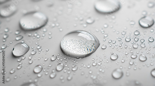 Wallpaper Mural Large drops of water on a white wall, close-up Torontodigital.ca