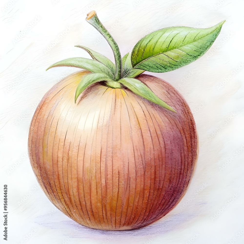 A detailed. hand drawn illustration of a ripe tamarillo fruit. A detailed. hand drawn illustration of a ripe tamarillo fruit.