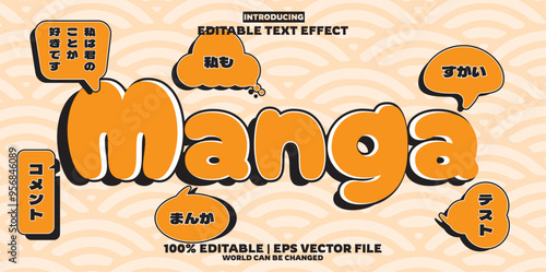 Manga japan editable text effect in new modern trend style