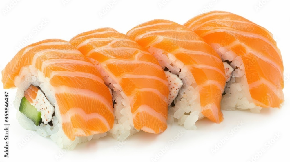 sushi perfection salmon roll isolated on white for culinary delight cut out sushi perfection salmon roll isolated on white for culinary delight cut out