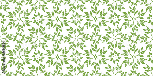 green leaves vector pattern background. Green tea leaf seamless pattern. tea leaves pattern background. seamless patterns with green leaves of tea.