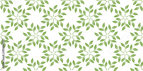 green leaves vector pattern background. Green tea leaf seamless pattern. tea leaves pattern background. seamless patterns with green leaves of tea.